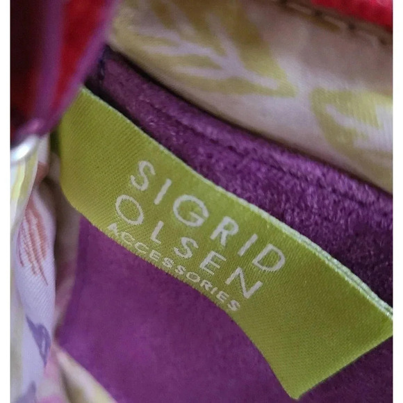 Leather SIGRID OLSEN RED Crossbody ORGANIZER Shoulder Bag Purse - Picture 8 of 8